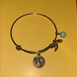 Unwritten Angel Charm and Amazonite Bangle Bracelet